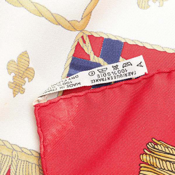 エルメス カレ90 VUE DU CAROSSE DE LA GALERE LA REALE クイーンの戴冠式 スカーフ ホワイト マルチカラー シルク レディース HERMES 【中古】