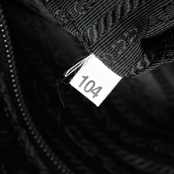 プラダ ロゴ ゴールド金具 ハンドバッグ ブラック ナイロン レザー レディース PRADA 【中古】