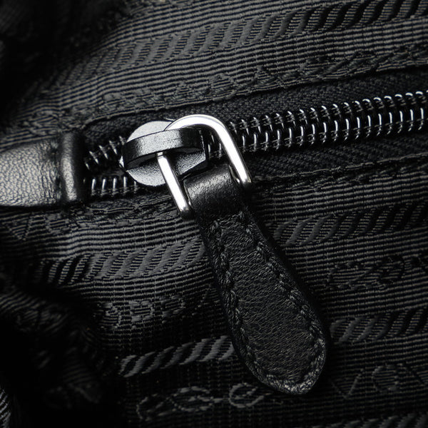 プラダ ロゴ ゴールド金具 ハンドバッグ ブラック ナイロン レザー レディース PRADA 【中古】