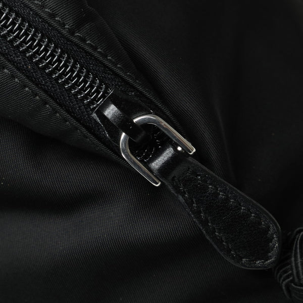 プラダ ロゴ ゴールド金具 ハンドバッグ ブラック ナイロン レザー レディース PRADA 【中古】