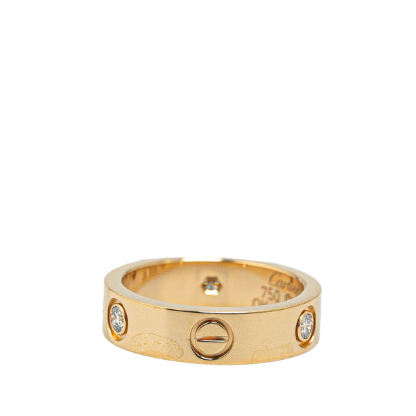 カルティエ ラブリング ハーフダイヤ リング 指輪 #56 K18YG イエローゴールド レディース CARTIER 【中古】