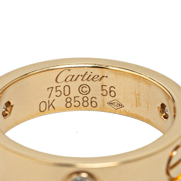 カルティエ ラブリング ハーフダイヤ リング 指輪 #56 K18YG イエローゴールド レディース CARTIER 【中古】