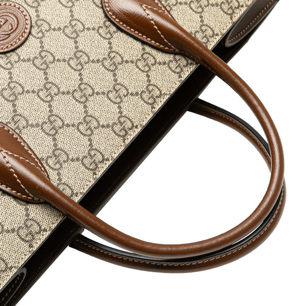 グッチ GGスプリーム インターロッキングG ミディアム トートバッグ ショルダーバッグ 2WAY 674148 ベージュ ブラウン PVC レザー レディース GUCCI 【中古】