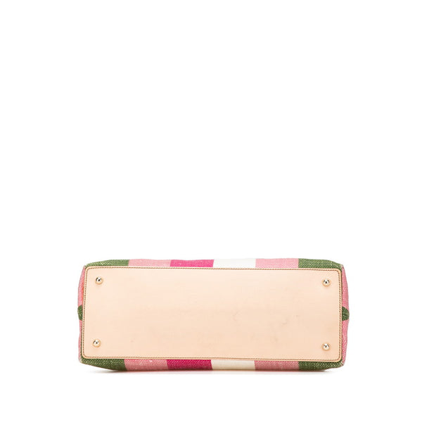 グッチ バンブー ハンドバッグ 137395 ピンク ブラウン マルチカラー キャンバス レザー レディース GUCCI 【中古】