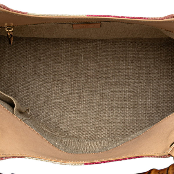 グッチ バンブー ハンドバッグ 137395 ピンク ブラウン マルチカラー キャンバス レザー レディース GUCCI 【中古】