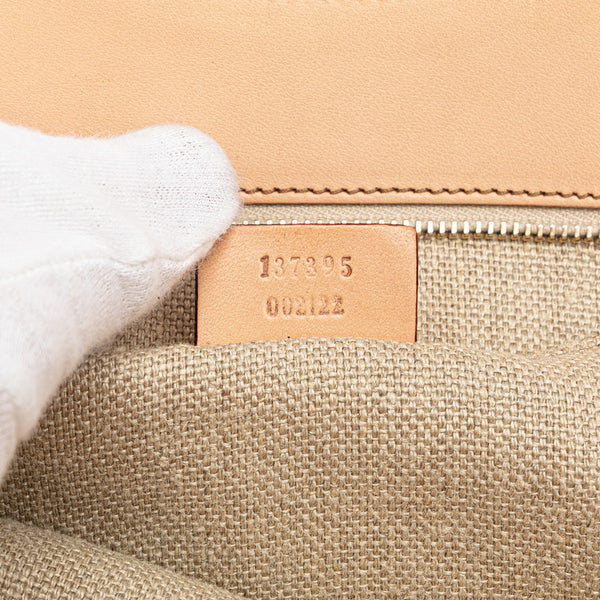 グッチ バンブー ハンドバッグ 137395 ピンク ブラウン マルチカラー キャンバス レザー レディース GUCCI 【中古】