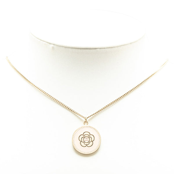 シャネル カメリア ココマーク ラウンド ネックレス ゴールド ピンク メッキ レディース CHANEL 【中古】