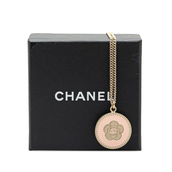 シャネル カメリア ココマーク ラウンド ネックレス ゴールド ピンク メッキ レディース CHANEL 【中古】