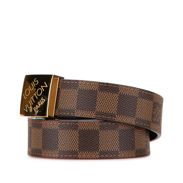 ルイ ヴィトン ダミエ サンチュール キャレ ベルト サイズ：85/34 M6944V ブラウン PVC レザー メンズ LOUIS VUITTON 【中古】