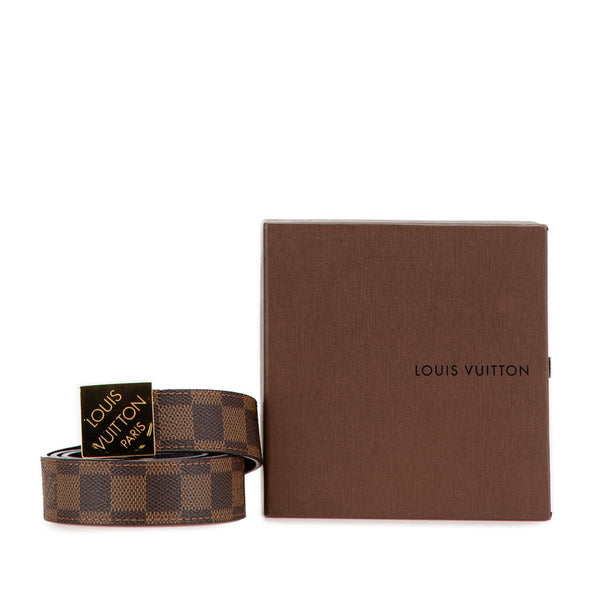 ルイ ヴィトン ダミエ サンチュール キャレ ベルト サイズ：85/34 M6944V ブラウン PVC レザー メンズ LOUIS VUITTON 【中古】