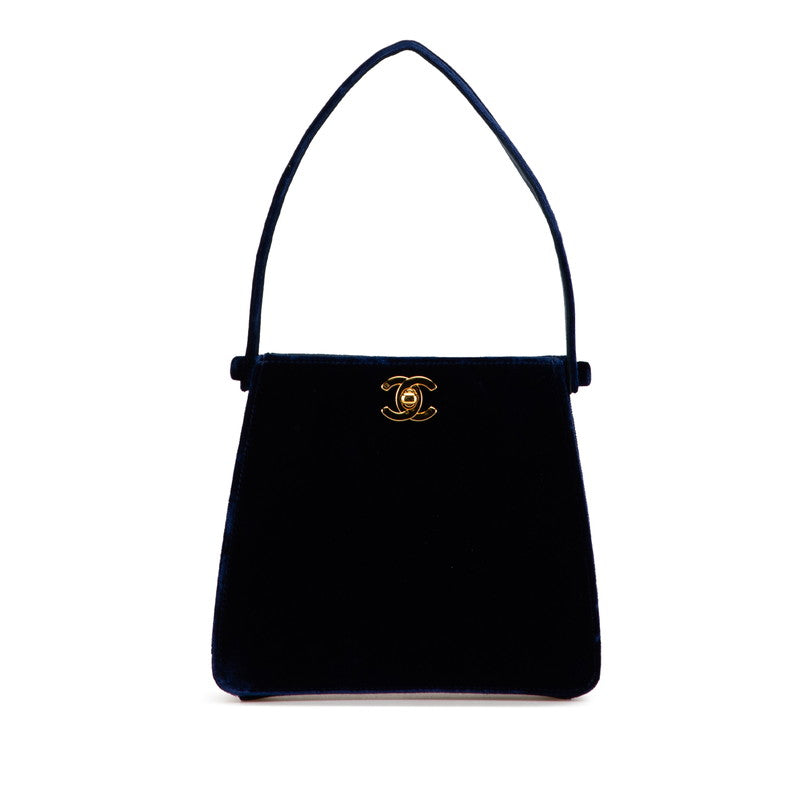 シャネル ココマーク ミニハンドバッグ ネイビー ベロア レディース CHANEL 【中古】