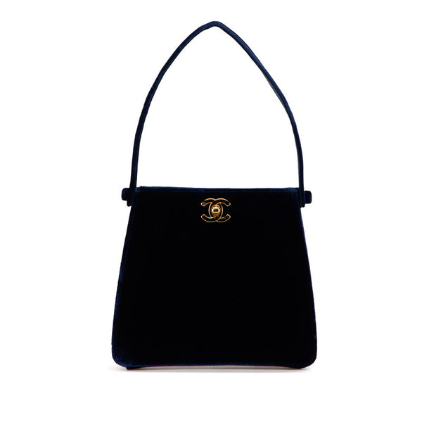 シャネル ココマーク ミニハンドバッグ ネイビー ベロア レディース CHANEL 【中古】