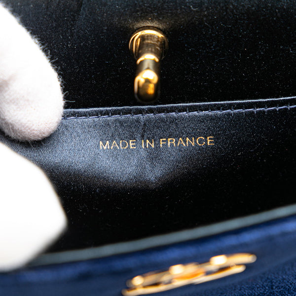 シャネル ココマーク ミニハンドバッグ ネイビー ベロア レディース CHANEL 【中古】