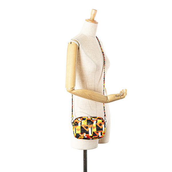 プラダ リボン 総柄 斜め掛け チェーン ショルダーバッグ ポーチ BT0767 マルチカラー ナイロン レディース PRADA 【中古】