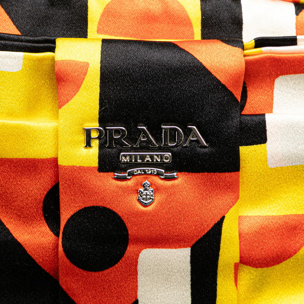 プラダ リボン 総柄 斜め掛け チェーン ショルダーバッグ ポーチ BT0767 マルチカラー ナイロン レディース PRADA 【中古】