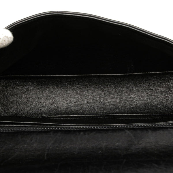 シャネル チョコバー ショルダーバッグ ブラック ラムスキン フェイクパール レディース CHANEL 【中古】