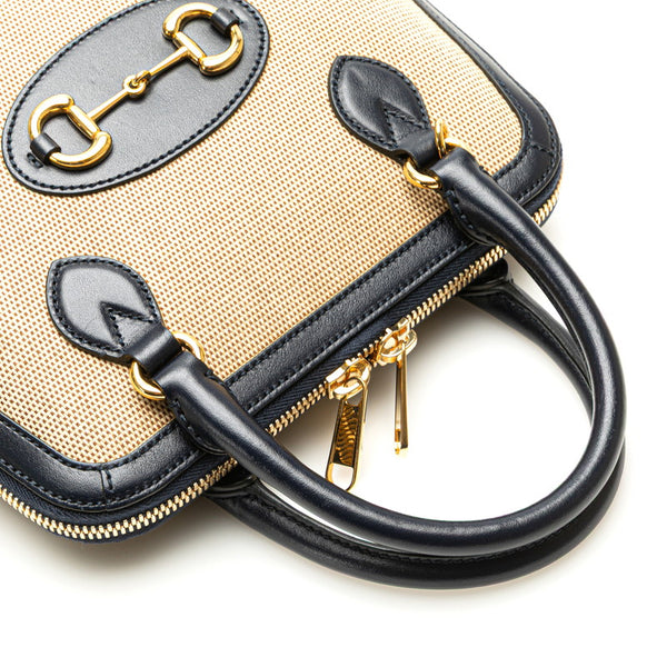グッチ ホースビット ハンドバッグ ショルダーバッグ 2WAY 621220 ネイビー レッド キャンバス レザー レディース GUCCI 【中古】