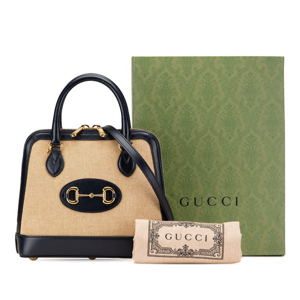 グッチ ホースビット ハンドバッグ ショルダーバッグ 2WAY 621220 ネイビー レッド キャンバス レザー レディース GUCCI 【中古】