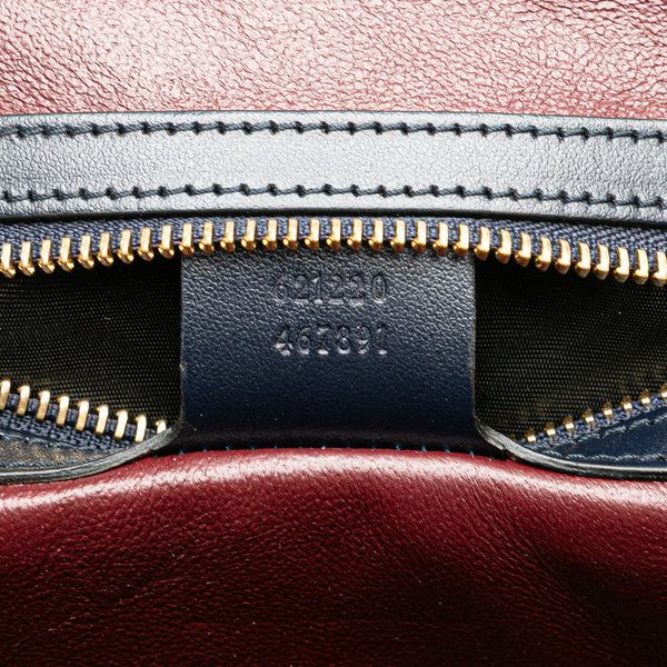 グッチ ホースビット ハンドバッグ ショルダーバッグ 2WAY 621220 ネイビー レッド キャンバス レザー レディース GUCCI 【中古】