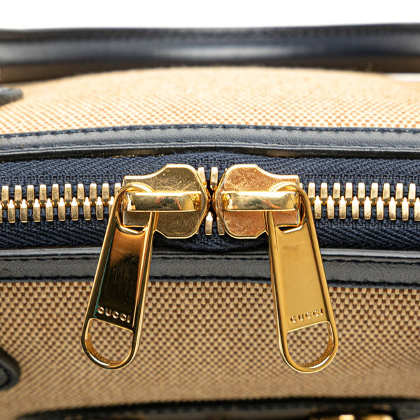 グッチ ホースビット ハンドバッグ ショルダーバッグ 2WAY 621220 ネイビー レッド キャンバス レザー レディース GUCCI 【中古】