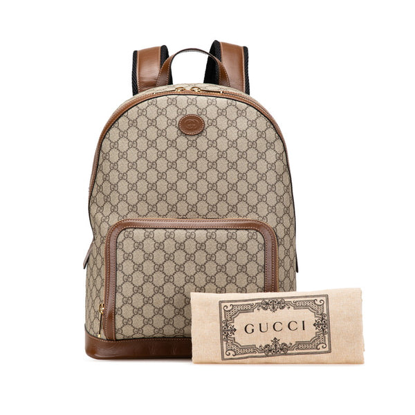 グッチ GGスプリーム リュック バックパック 704017 ベージュ ブラウン PVC レザー メンズ GUCCI 【中古】
