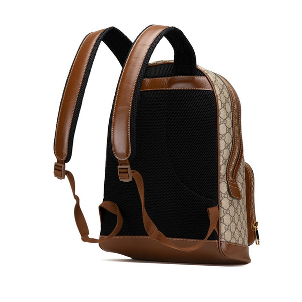 グッチ GGスプリーム リュック バックパック 704017 ベージュ ブラウン PVC レザー メンズ GUCCI 【中古】