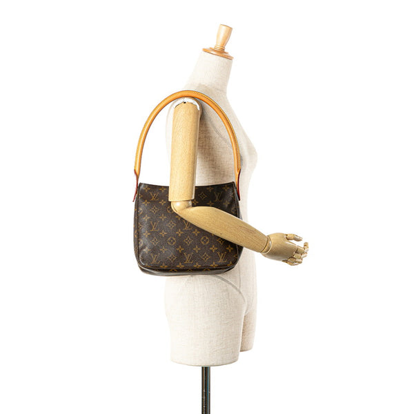 ルイ ヴィトン モノグラム ルーピングMM ショルダーバッグ ハンドバッグ M51146 ブラウン PVC レザー レディース LOUIS VUITTON 【中古】