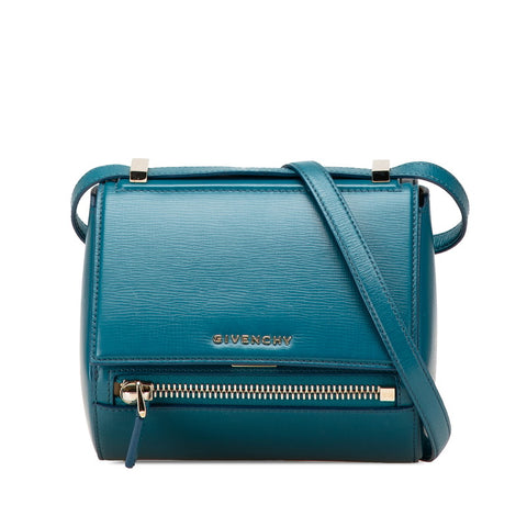 ジバンシー パンドラボックス ミニ 斜め掛け ショルダーバッグ  ブルー レザー レディース Givenchy 【中古】