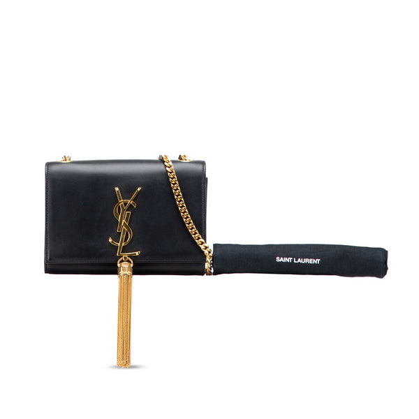 サンローラン YSLモノグラム ケイト タッセル チェーン ショルダーバッグ 354120 ブラック レザー レディース SAINT LAURENT 【中古】