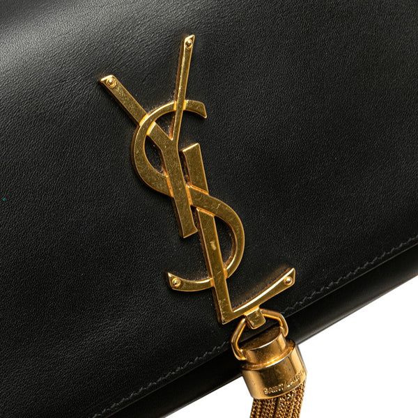 サンローラン YSLモノグラム ケイト タッセル チェーン ショルダーバッグ 354120 ブラック レザー レディース SAINT LAURENT 【中古】