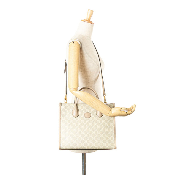 グッチ GGスプリーム GGスモール インターロッキングG トートバッグ ショルダーバッグ 2WAY 659983 ベージュ PVC レザー レディース GUCCI 【中古】