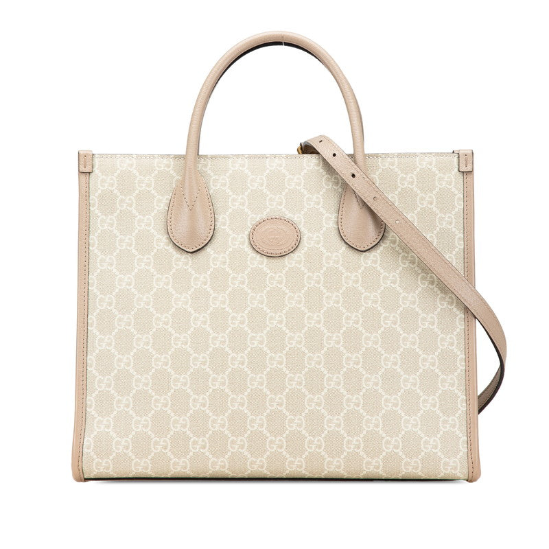グッチ GGスプリーム GGスモール インターロッキングG トートバッグ ショルダーバッグ 2WAY 659983 ベージュ PVC レザー レディース GUCCI 【中古】