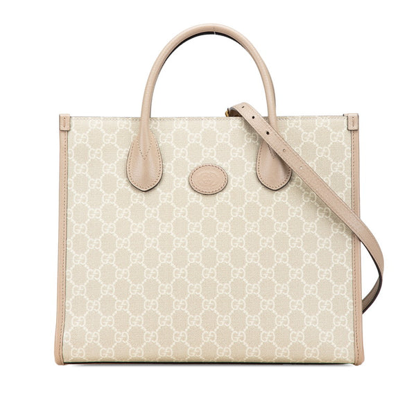 グッチ GGスプリーム GGスモール インターロッキングG トートバッグ ショルダーバッグ 2WAY 659983 ベージュ PVC レザー レディース GUCCI 【中古】