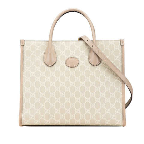 グッチ GGスプリーム GGスモール インターロッキングG トートバッグ ショルダーバッグ 2WAY 659983 ベージュ PVC レザー レディース GUCCI 【中古】