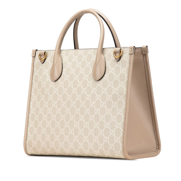 グッチ GGスプリーム GGスモール インターロッキングG トートバッグ ショルダーバッグ 2WAY 659983 ベージュ PVC レザー レディース GUCCI 【中古】