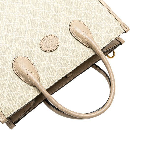 グッチ GGスプリーム GGスモール インターロッキングG トートバッグ ショルダーバッグ 2WAY 659983 ベージュ PVC レザー レディース GUCCI 【中古】