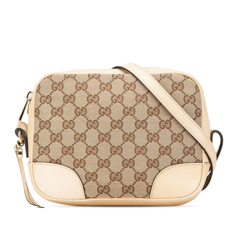 グッチ GGキャンバス 斜め掛け ショルダーバッグ 449413 ベージュ ホワイト キャンバス レザー レディース GUCCI 【中古】