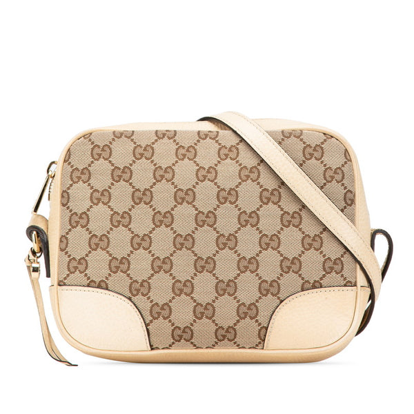 グッチ GGキャンバス 斜め掛け ショルダーバッグ 449413 ベージュ ホワイト キャンバス レザー レディース GUCCI 【中古】