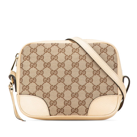 グッチ GGキャンバス 斜め掛け ショルダーバッグ 449413 ベージュ ホワイト キャンバス レザー レディース GUCCI 【中古】