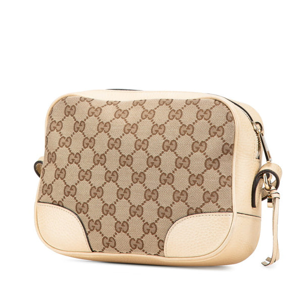 グッチ GGキャンバス 斜め掛け ショルダーバッグ 449413 ベージュ ホワイト キャンバス レザー レディース GUCCI 【中古】