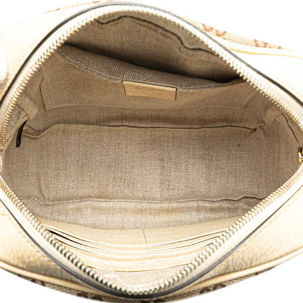 グッチ GGキャンバス 斜め掛け ショルダーバッグ 449413 ベージュ ホワイト キャンバス レザー レディース GUCCI 【中古】