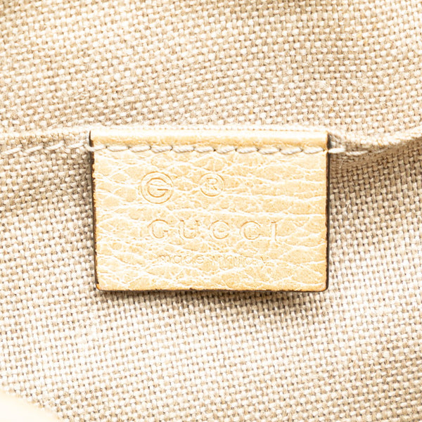 グッチ GGキャンバス 斜め掛け ショルダーバッグ 449413 ベージュ ホワイト キャンバス レザー レディース GUCCI 【中古】