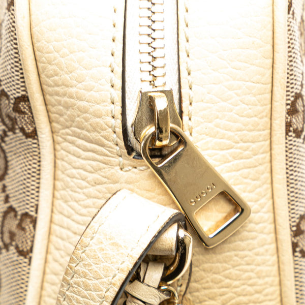 グッチ GGキャンバス 斜め掛け ショルダーバッグ 449413 ベージュ ホワイト キャンバス レザー レディース GUCCI 【中古】