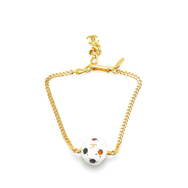 シャネル ココマーク ココボール ブレスレット ゴールド ホワイト メッキ レディース CHANEL 【中古】