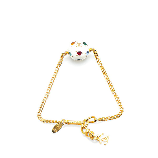 シャネル ココマーク ココボール ブレスレット ゴールド ホワイト メッキ レディース CHANEL 【中古】