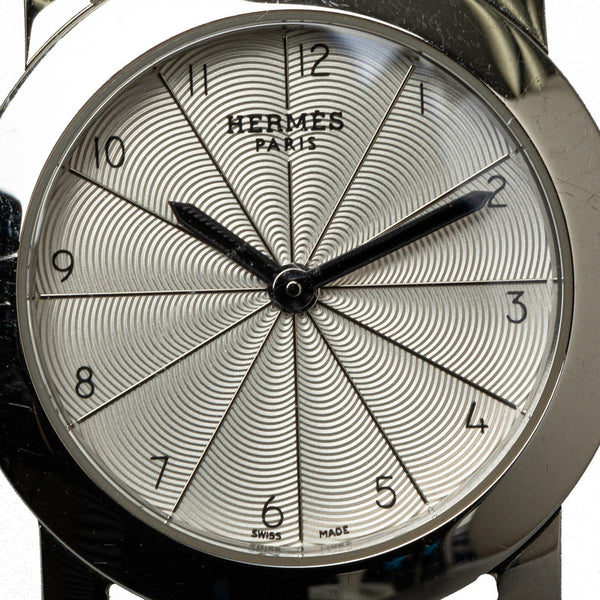 エルメス Hウォッチ ロンド 腕時計 HR1.210 クオーツ ホワイト文字盤 ステンレススチール レザー レディース HERMES 【中古】