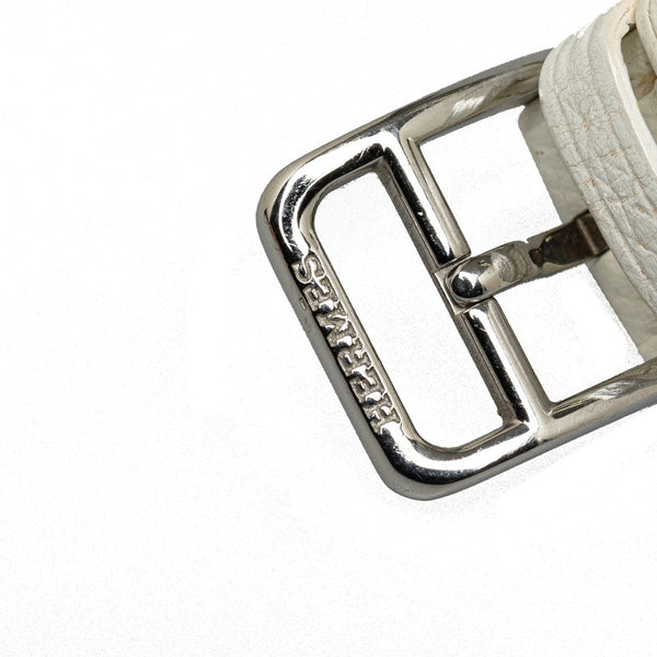 エルメス Hウォッチ ロンド 腕時計 HR1.210 クオーツ ホワイト文字盤 ステンレススチール レザー レディース HERMES 【中古】