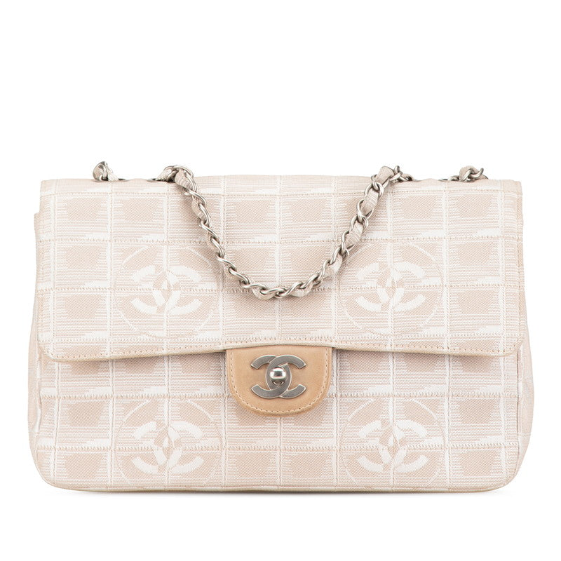 シャネル ニュートラベルライン チェーンショルダーバッグ ホワイト キャンバス レディース CHANEL 【中古】