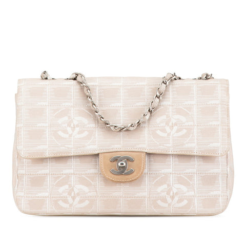 シャネル ニュートラベルライン チェーンショルダーバッグ ホワイト キャンバス レディース CHANEL 【中古】