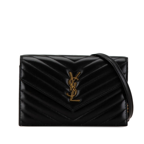 サンローラン カサンドラ エンベロープ 斜め掛け チェーン ウォレット 742920 ブラック レザー レディース SAINT LAURENT 【中古】
